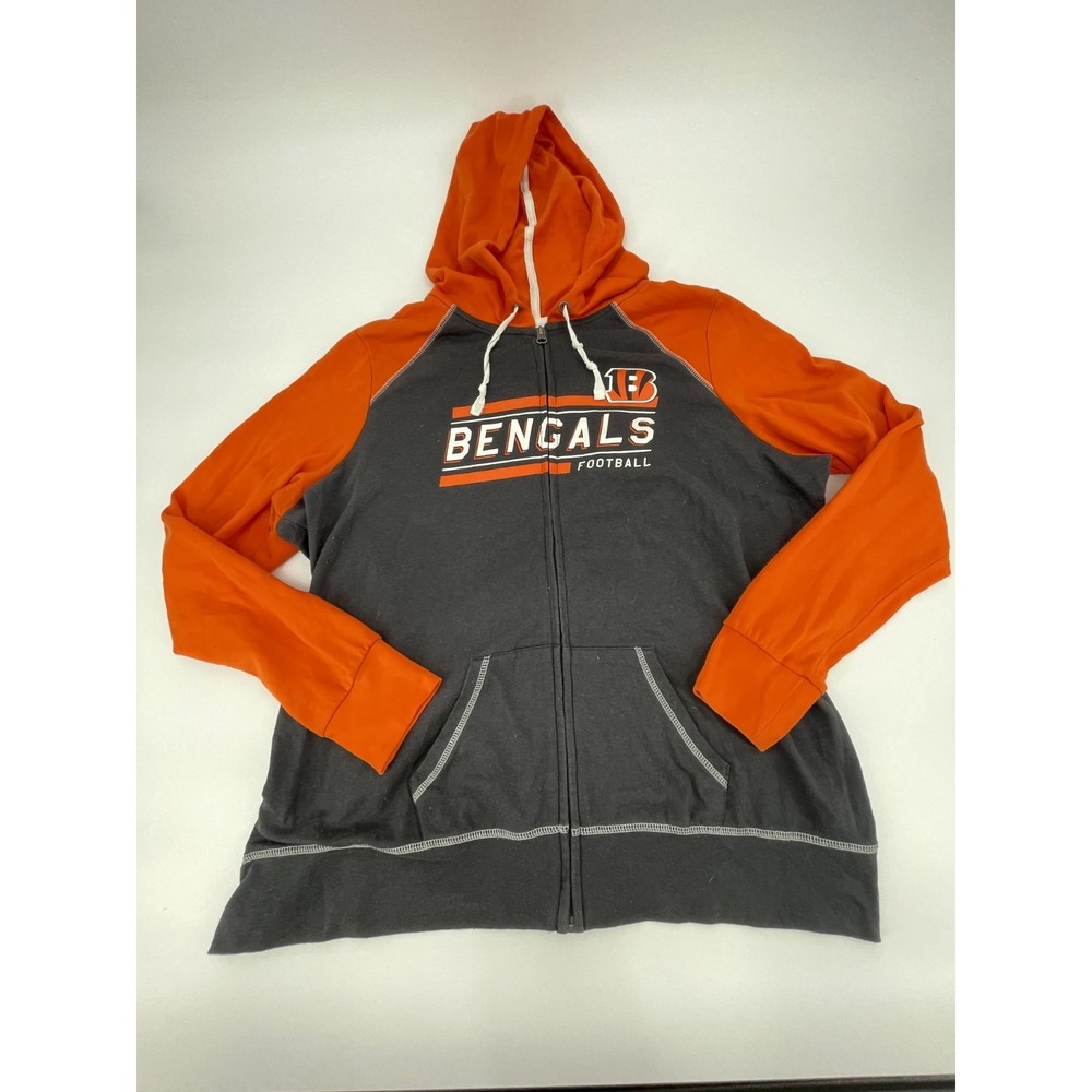Cincinnati Bengals Hoodie Womens 2XL Gray Orange Team Apparel‎ Graphic Print